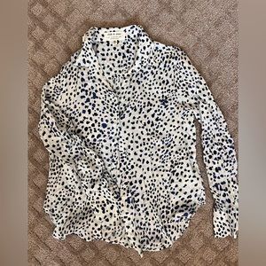 Anthropologie Cloth & Stone Blue Ink Design Button Shirt, NEW, Size Large